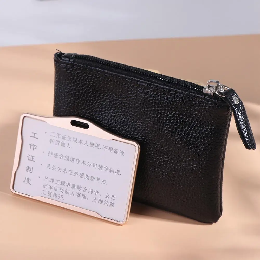 

Classic Simple PU Leather Lychee Pattern Coin Purse Business Money Clutch Purse Pouch Women Men Wallet ID Card Case