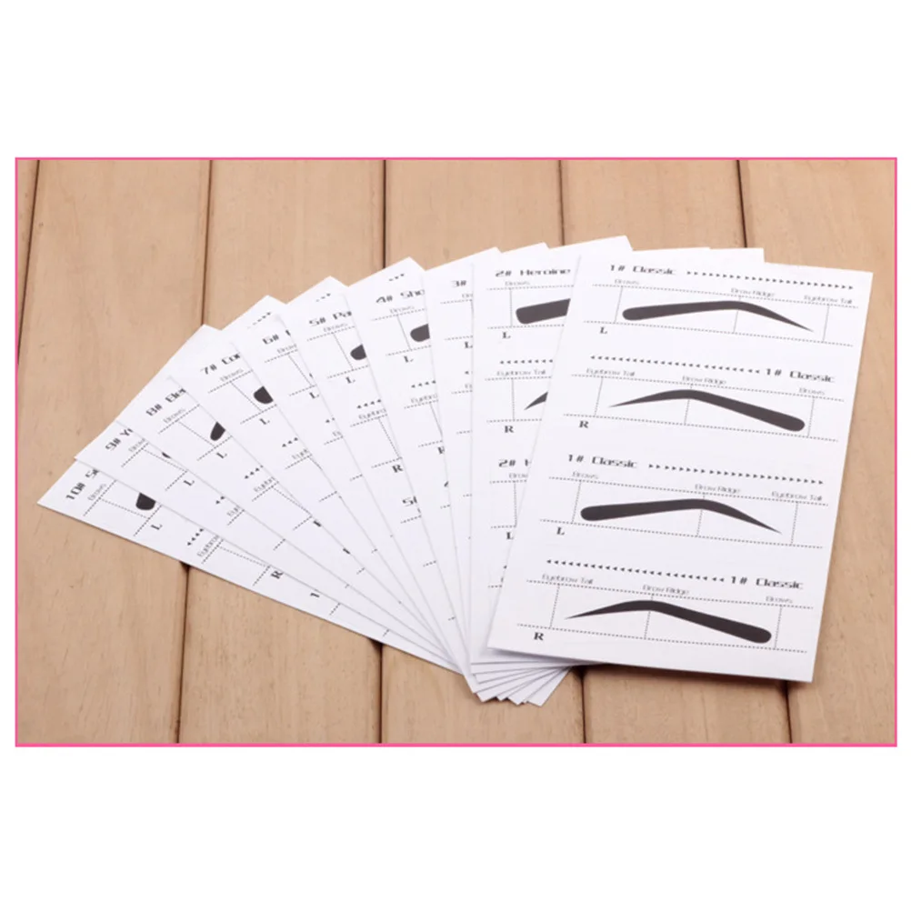 10 stuks wenkbrauwsjabloon stencils lijm voor natuurlijke vorm nauwkeurige DIY verzorging beauty tools wenkbrauwsjablonen