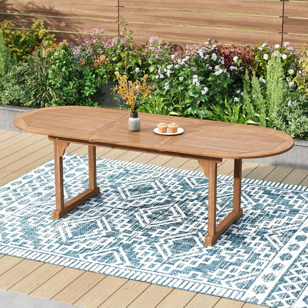 

Уличный расдвижной стол из дерева акации на 6–8, выдвижной деревянный обеденный стол с планкой, большой прямоугольный