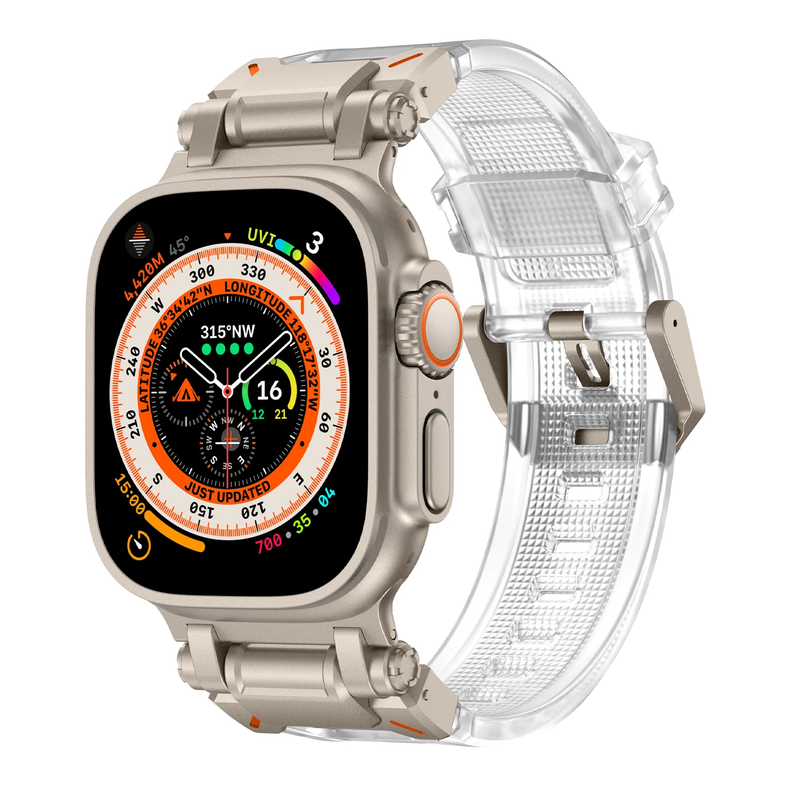 Luksusowy przezroczysty pasek silikonowy do Apple Watch pasek Ultra 2 49mm 44mm 42mm bransoletka IWatch seria 9 8 7 6 SE 5 4 Correa