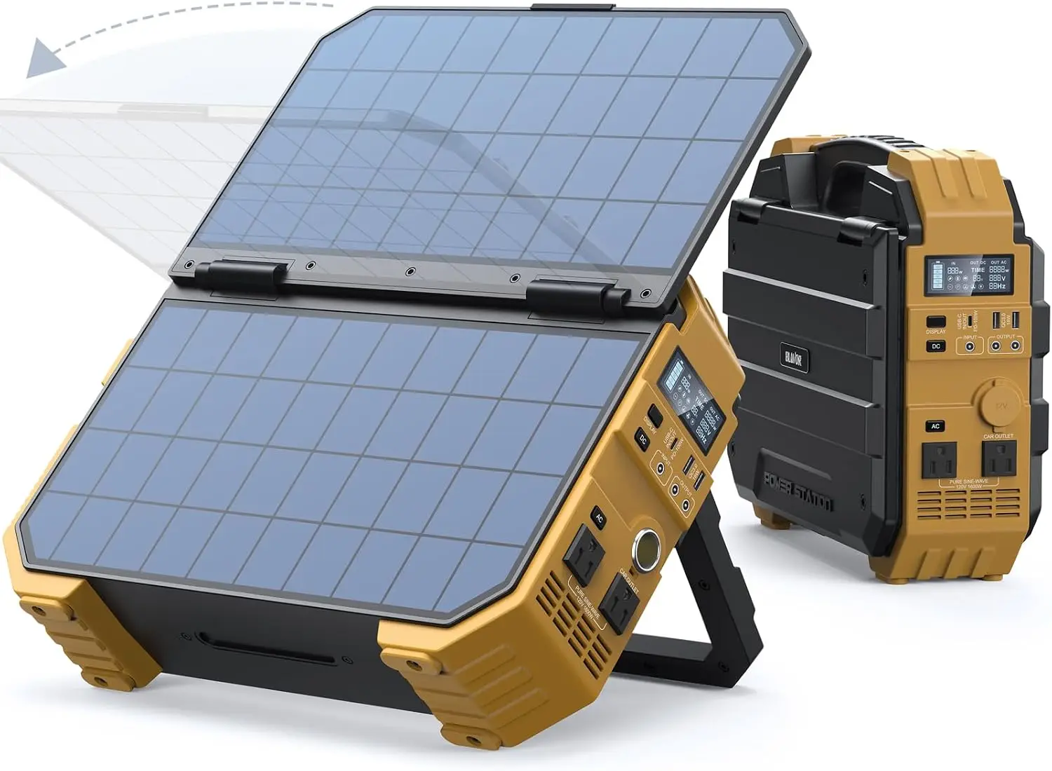 Portable Power Station 1600W Peak 3200W Built In Solar Panel 1024Wh LiFePO4 Battery 100W USB C Fast Charge Solar Generator Home