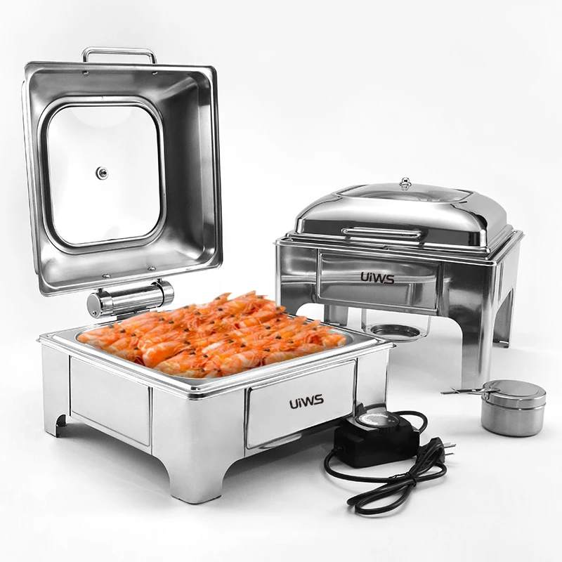 Roll Top Hotel Restaurant Stainless Steel Chafing Dish Induction Buffet Food Warmer