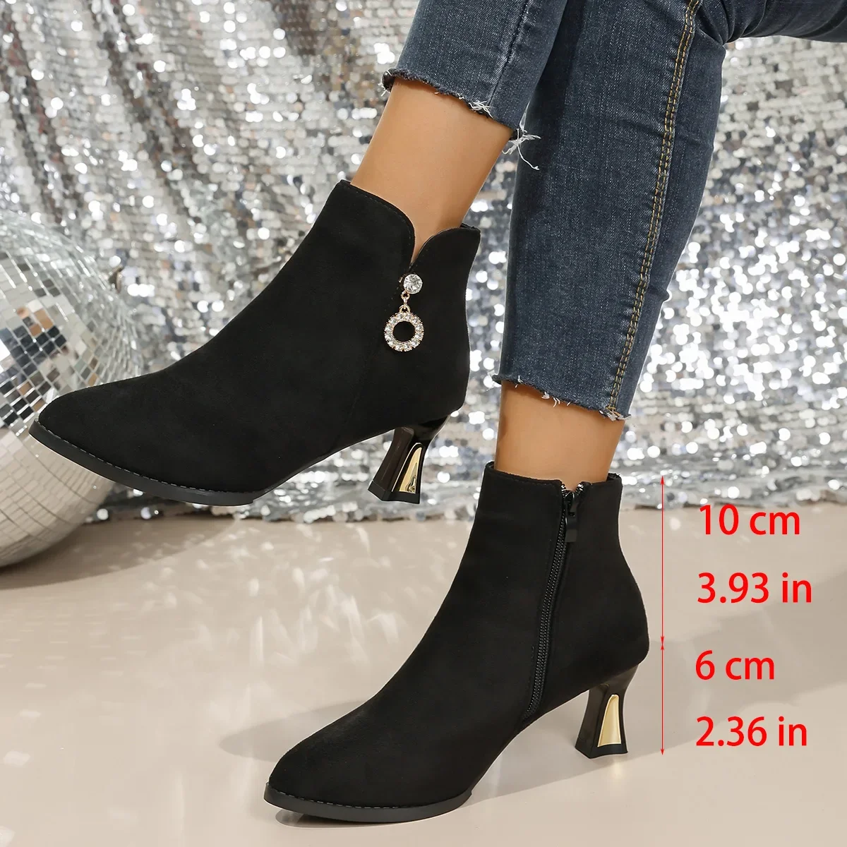 New Pointed Toe Booties Autumn Winter Heeled Warm Ankle Boots for Women Trend 2026 Comfortable and Elegant Woman Short Shoes
