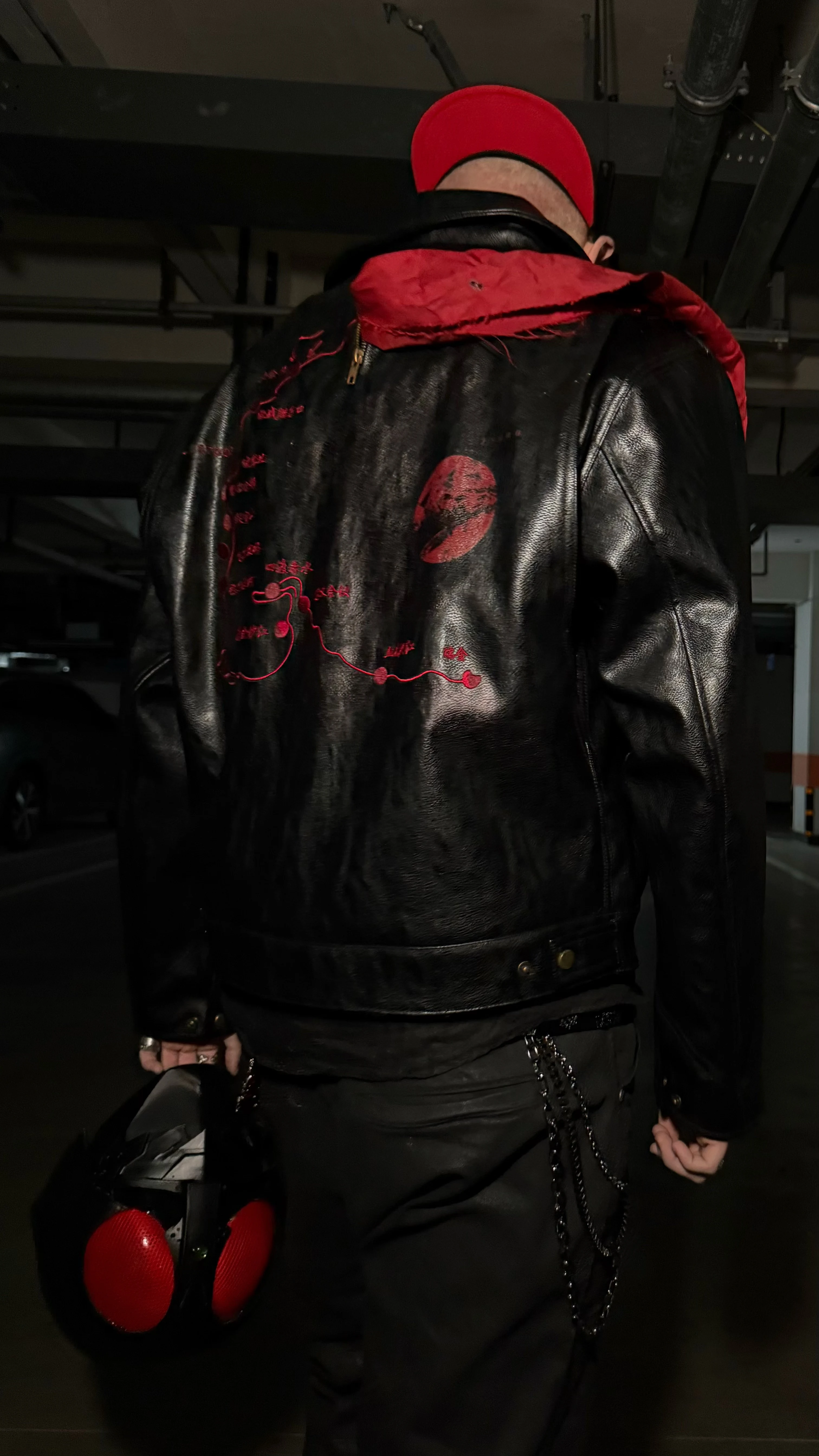 Mauroicardi Spring Autumn Short Black Printed Embroidered Pu Leather Jacket Men with Detachable Red Ribbon Zipper Cool Clothes 14 S0c56da3e2e7d41f68ee7c79a0edaf302B