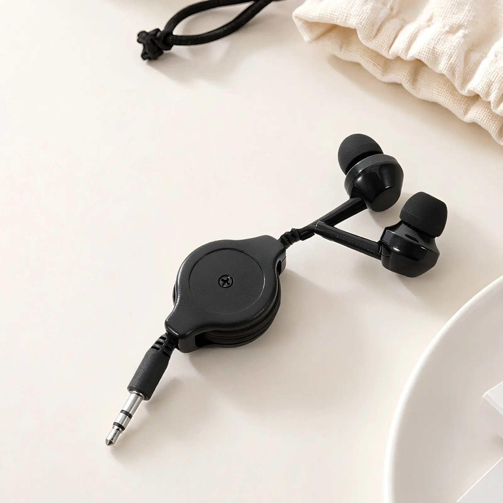 2Pcs Retractable Wired Earbuds Compact Tanglefree Stereo Earphones Travel Airplane Cell Phone Mp3 Player Headphones