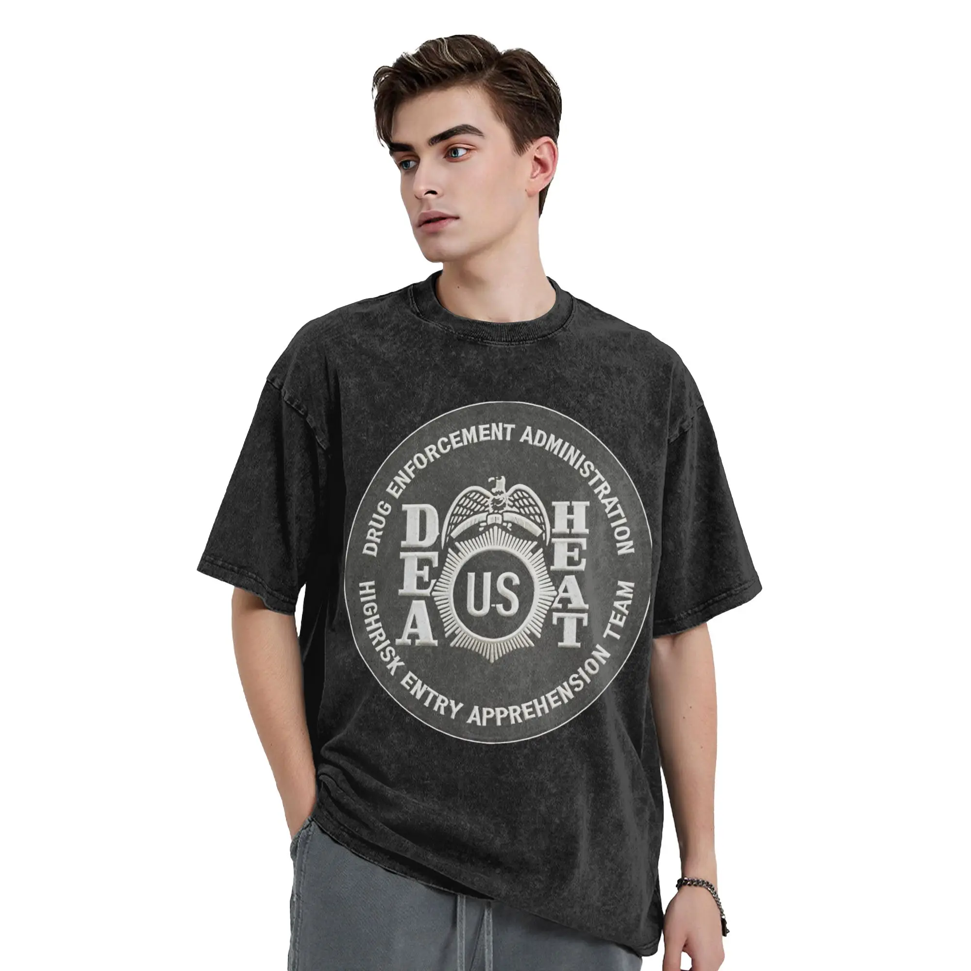 DEA Special Agent America T Shirt Hip Hop Washed 100% Cotton High Street T-Shirts  Vintage Tops Streetwear Graphic Tops Tees
