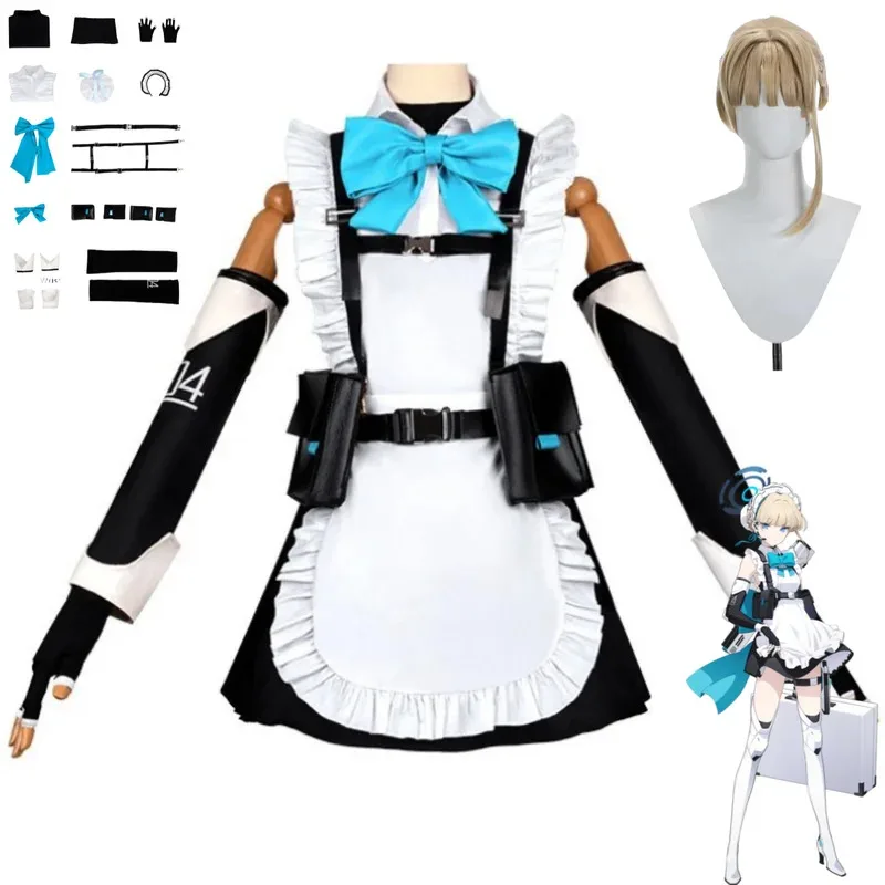 Archiwum Gier Animacja Asuma Toki Strój Cosplay Niebiesko-Biały Mundur Bojowy Sukienka Pokojówki Peruka Kobieta Seksowny Strój Karnawałowyx;2'a,6.h;