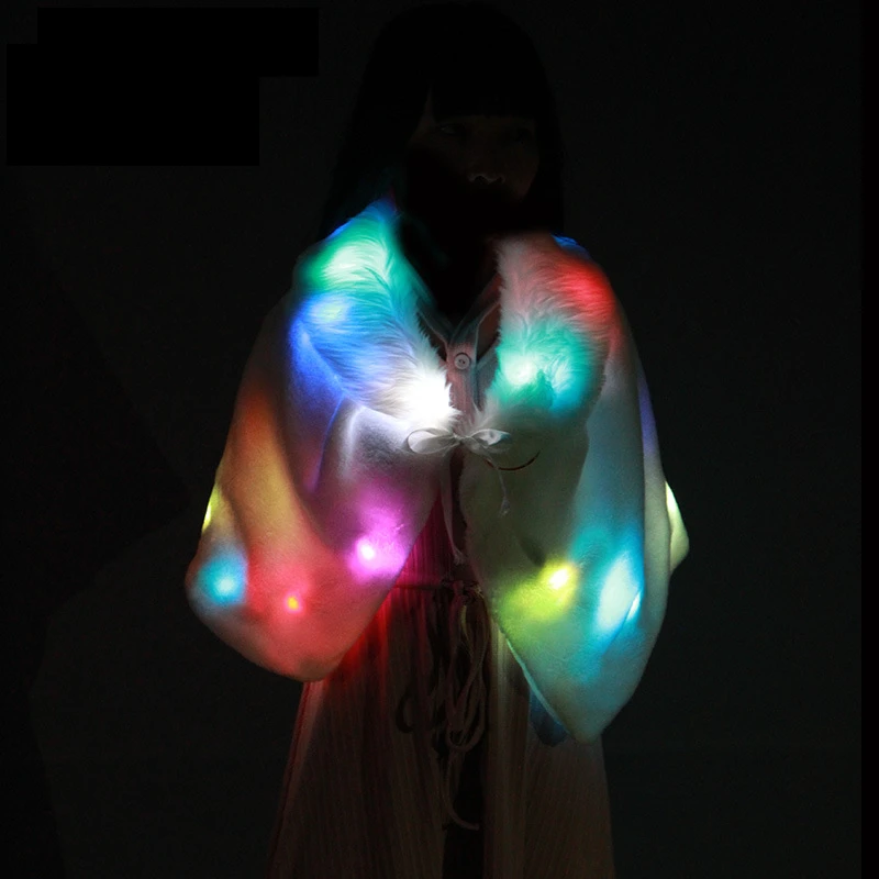 Robot Costume for Women Rave Festival Clothing Carnival LED Clothes Light Up Jacket Fur Party Cloak Nightclub Outfits Tron Wear