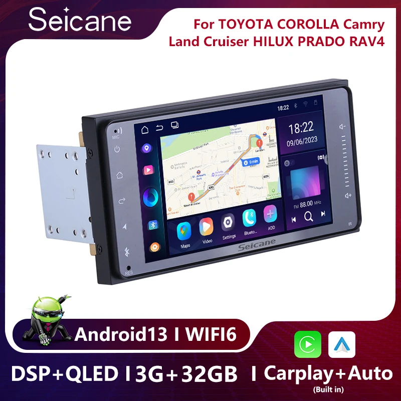 

Универсальный автомобильный радиоприемник для Toyota VIOS CROWN CAMRY HIACE PREVIA Corolla l 7 дюймов 2Din Android 13 GPS навигация мультимедийный плеер