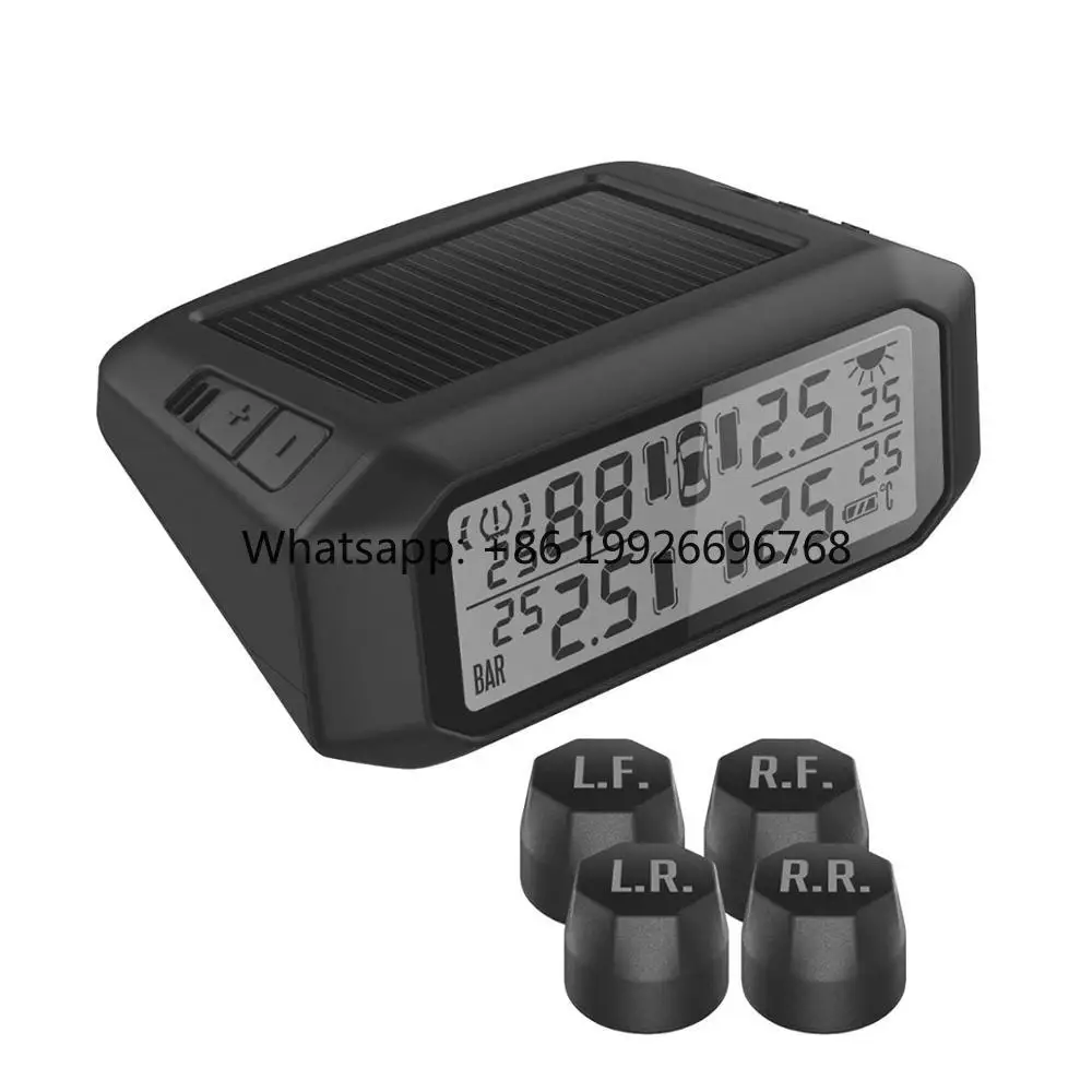 

2023 Car Tyre Pressure Monitoring Intelligent System Solar Wireless Tpms with 4 External Sensors 12V 12-Month Warranty