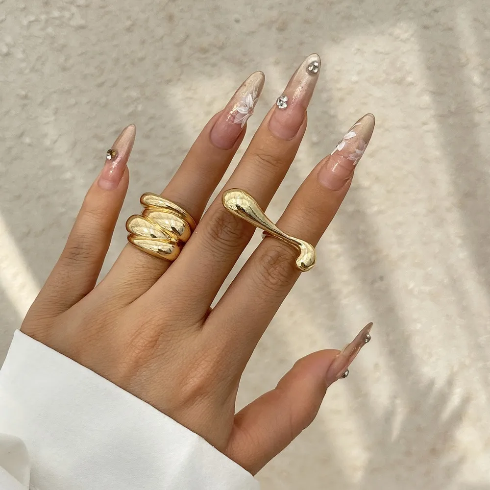 Stainless Steel Chunky Rings For Women Gold Color Waterproof Women's Hyperbole Large Ring Simple Geometric Aesthetic Female Ring