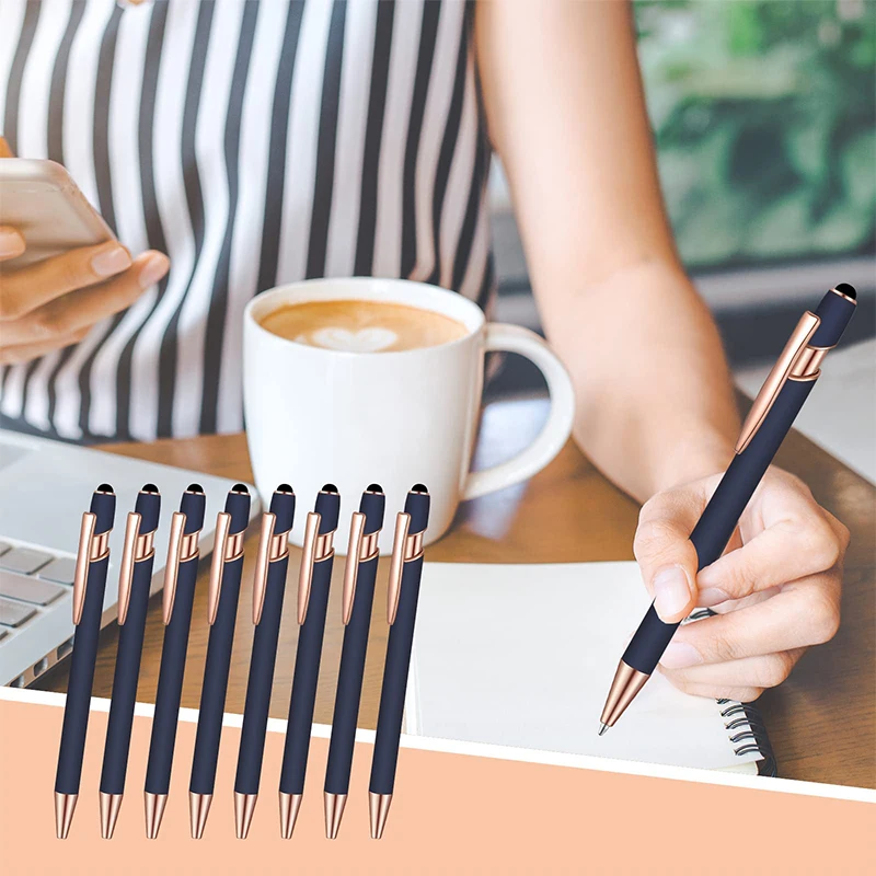 Bolígrafo De Metal 2 en 1, 1-100 piezas, con revestimiento de goma promocional, multifuncional, novedad para regalo