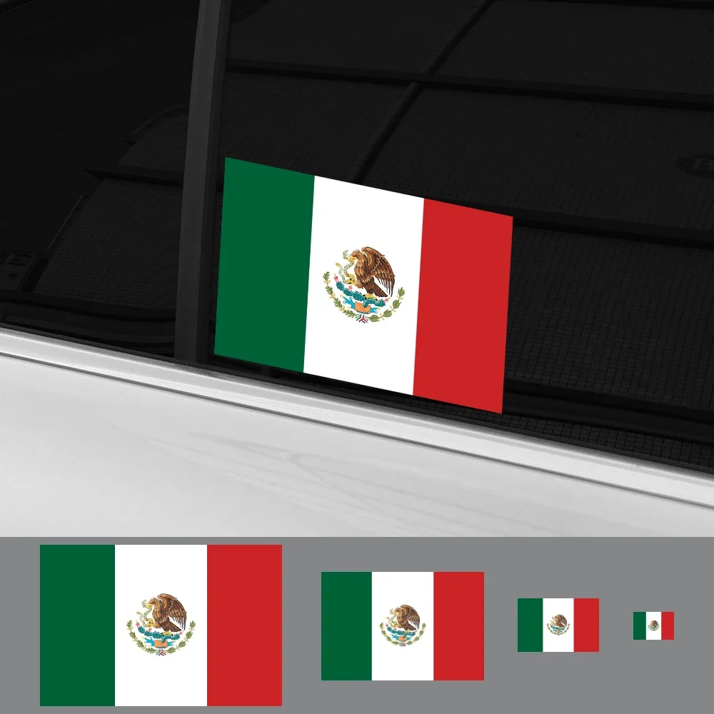 

3 шт., автомобильные виниловые наклейки с флагом Мексики