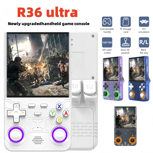 Consola R36 Ultra, juego Retro portátil, pantalla IPS de 4 pulgadas, reproductores de juegos portátiles, emulador, reproductor de vídeo de bolsillo, 64G, 128G, más de 20000 juegos