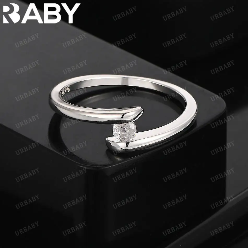 

URBABY 925 Sterling Silver Zircon Simplicity Ring For Women Fashion Jewelry Charm Grace Noble Wedding Accessories