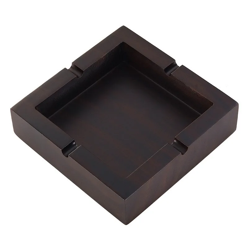 Ebony solid wood ashtray Chinese large with cover creative personality trend retro living room home anti-soot