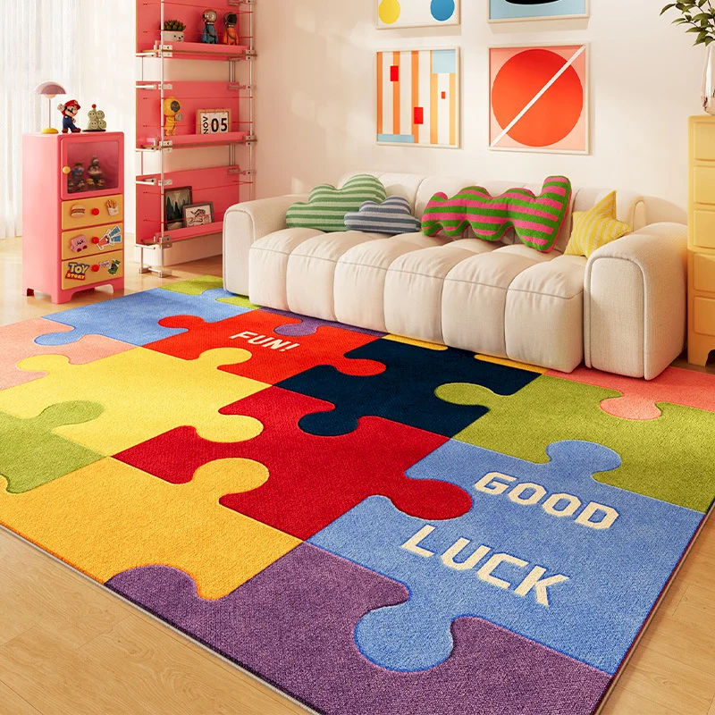 VIKAMA Colorful Cartoon Carpet Cute Animal Fruit Puzzle Carpet Anti Slip Minimalist Interior Home Decoration
