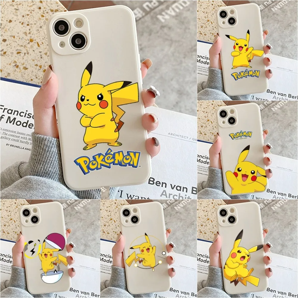 P-Pokemon P-Pikachu Phone Case For Iphone 11 13 14 Pro Max X Xr Xs Max Se2020 12mini White Cover Case