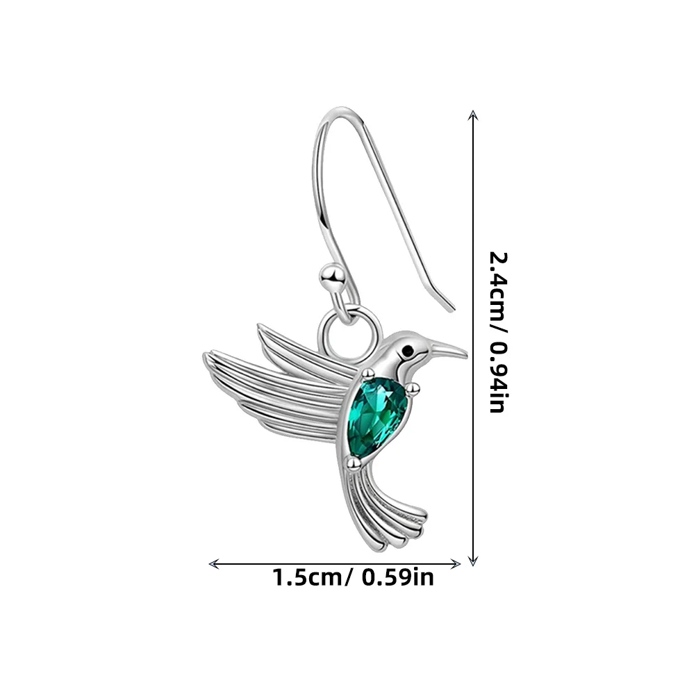 2Pairs الأخضر الزركون الطائر الطنان أقراط أنيقة تحلق الطيور ترصيع الكمال الحاضر أمي ابنة عيد ميلاد مجوهرات هدية #4