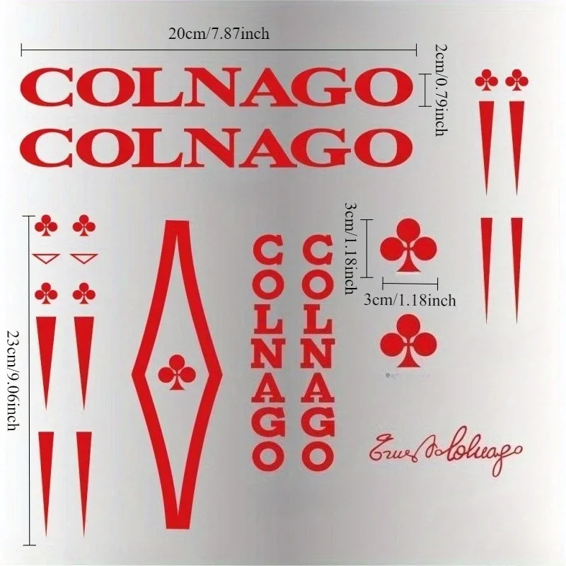 مجموعة ملصقات دراجة Colnago مجموعة واحدة، شعارات وتصاميم متنوعة لتخصيص الدراجة، مثالية لعشاق ركوب الدراجات