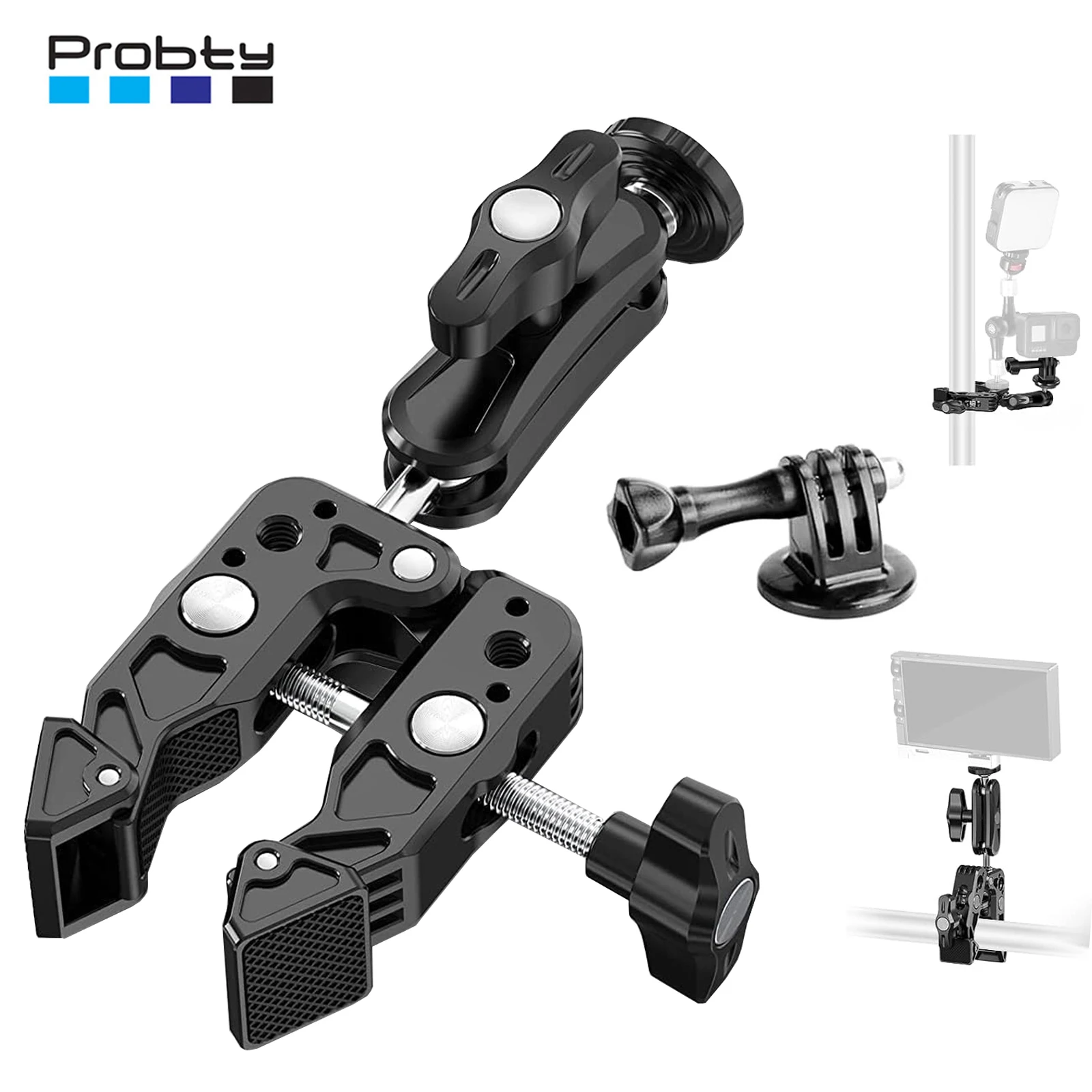 DSLR Camera Super Clamp Mount Monitor 360° Ballhead Magic Arm Double Ball Head Adapter for Canon Nikon DSLR Camera/Gopro/Light