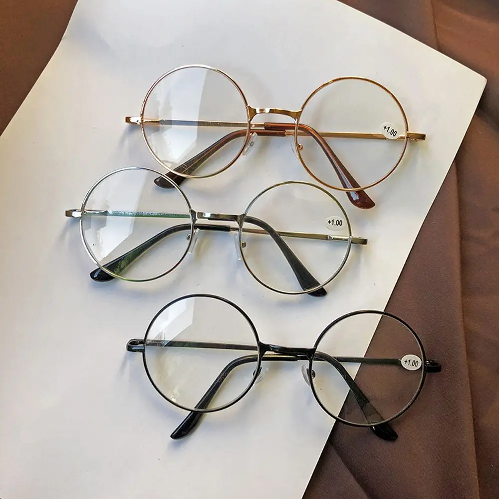 Parents Gift Round Metal Frame Travel Round Frame Reading Glasses Computer Eyeglasses Hyperopia Eyewear Presbyopia Eyeglasses