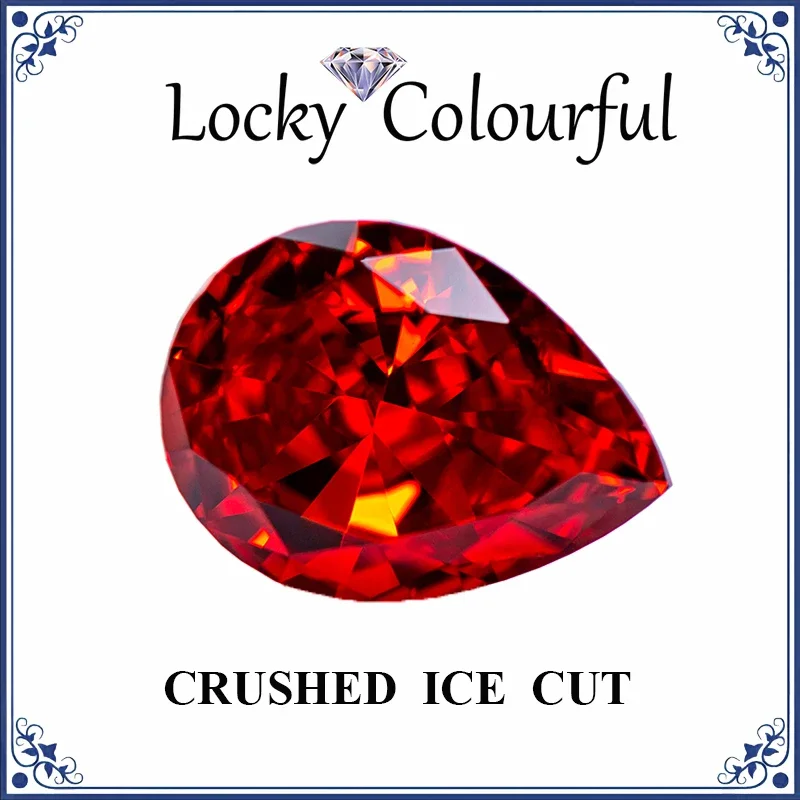 

Cubic Zirconia Crushed Ice Cut Pear Shape Red Color Charms Beads for Diy Jewelry Making Necklace Ring Materials No Certificate