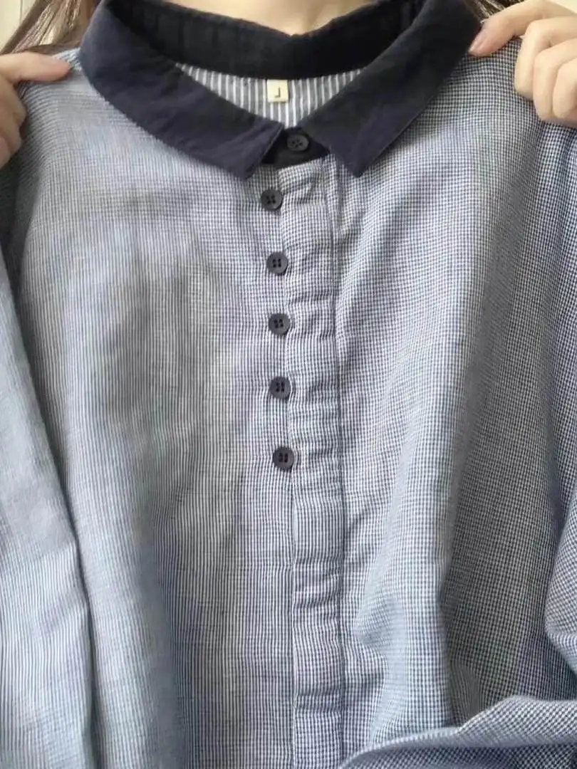 

Casual Sle Color Blo Cotton irt Women's Spring Summer Slimming Long Sve Casual irt Trendy Small Top for Ladies