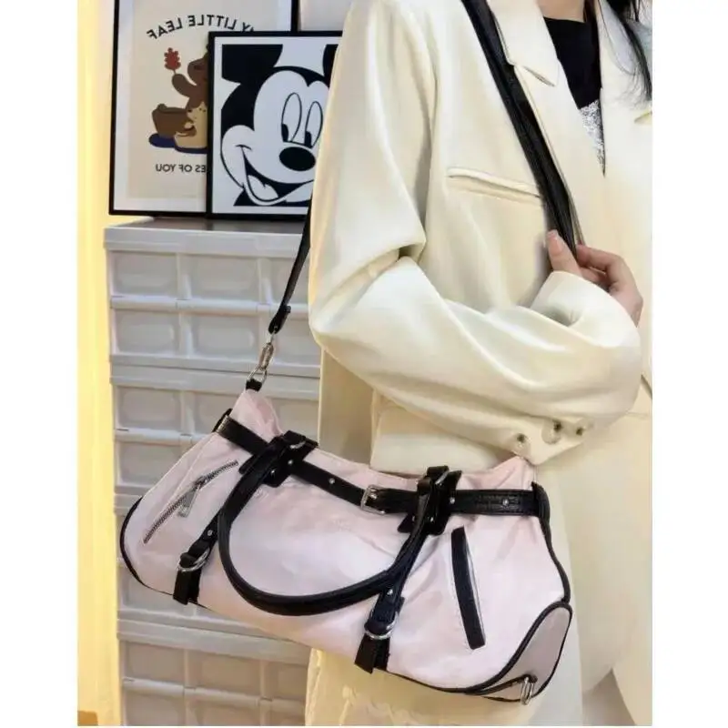 Bloom Hot Girls Pink Y2k Handbag Purse Women High Street Nylon Casual Crossbody Ladies Haruku Aesthetic Shoulder Bags