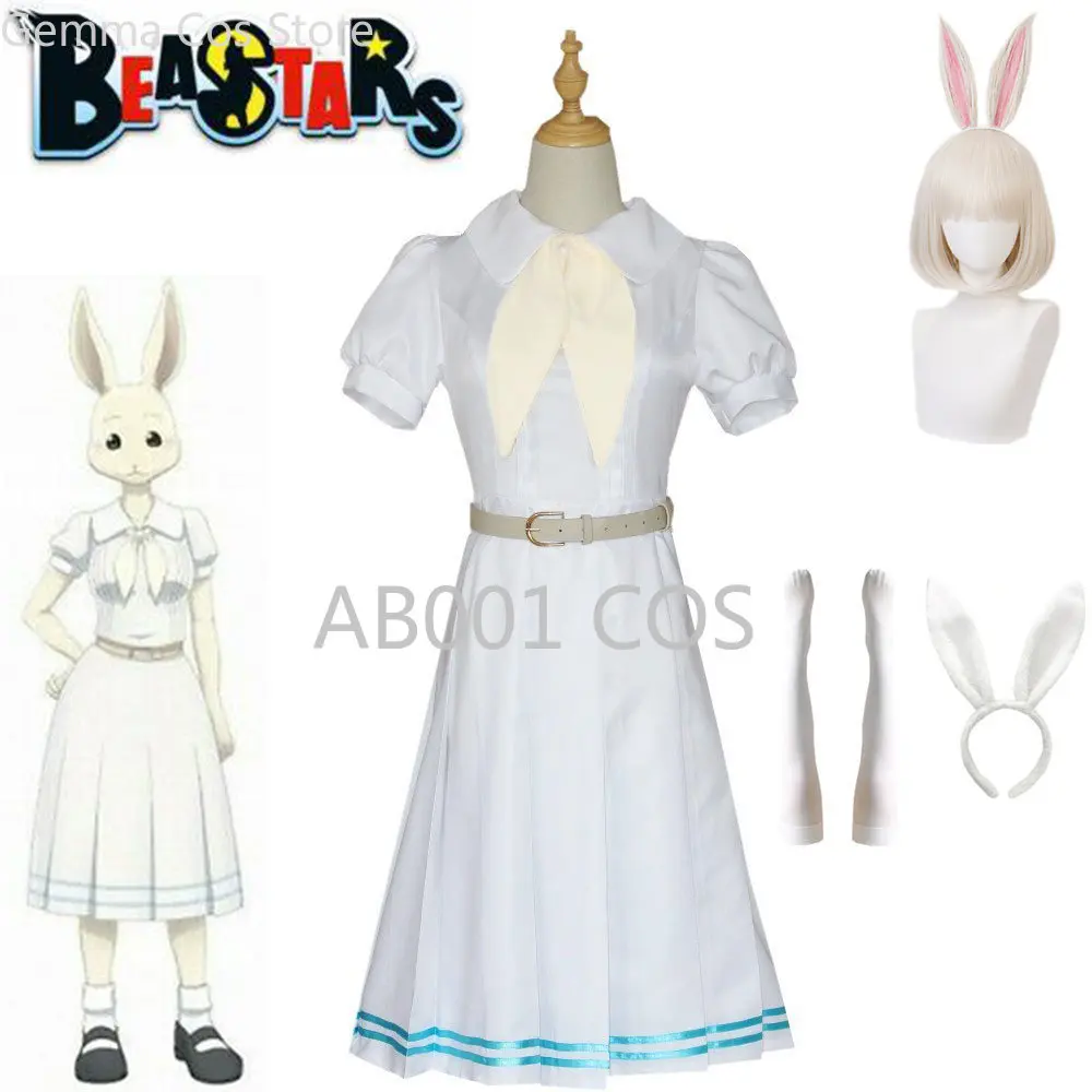 

Unisex Anime Cos BEASTARS Haru Rabbit Short Sleeve Cosplay Costumes Halloween Christmas Party Sets Uniform Suits Clothes