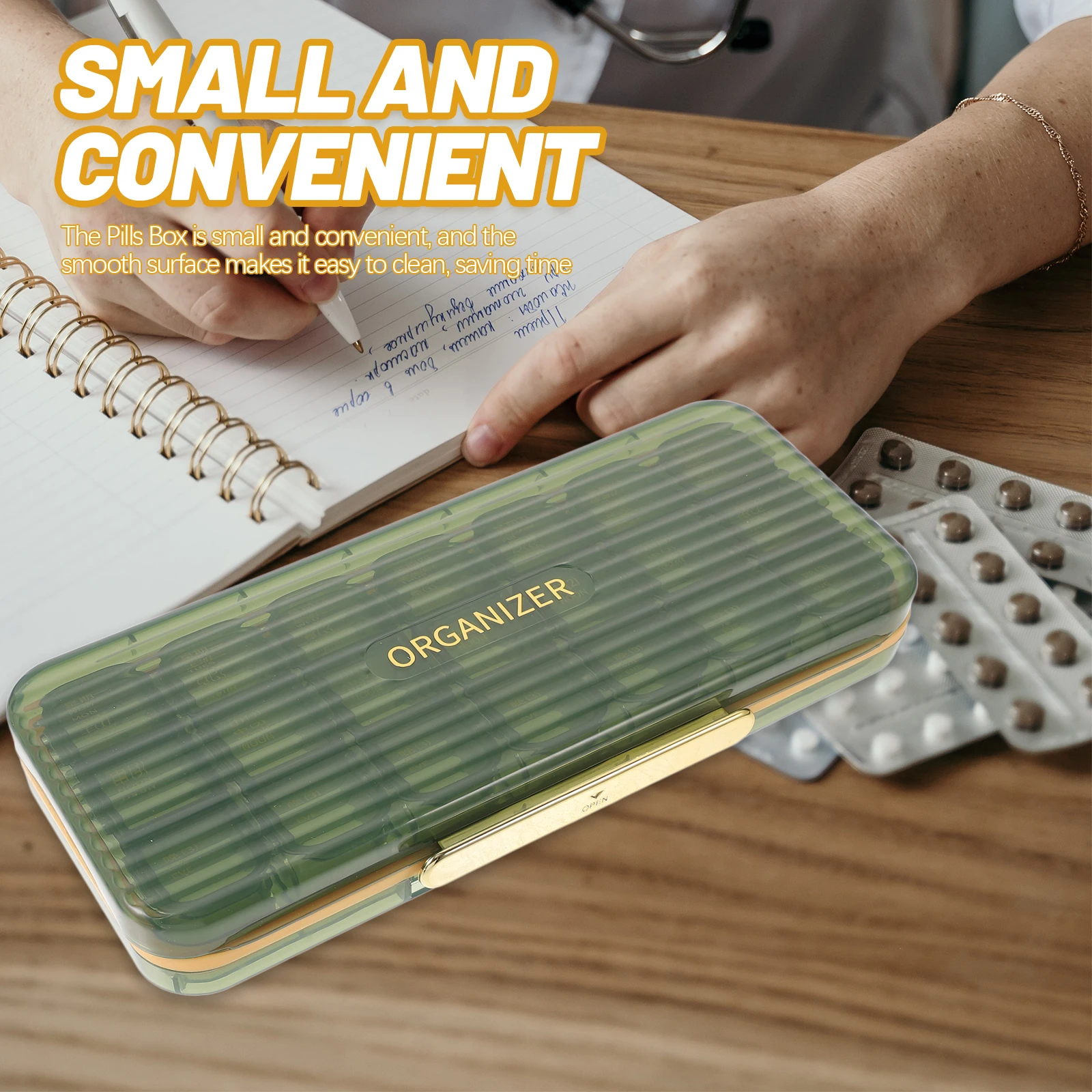 

Portable Medicine Box 21 Compartments Green Transparent Pill ganizer Storage Case for Travel Daily Use ABS PP Material Easy