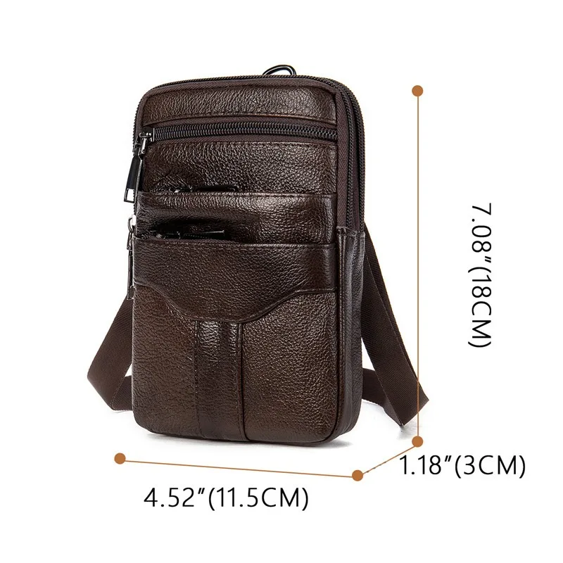 Men Genuine Leather Shoulder Male fanny pack High Quality Messenger Bags  Men\'s Fashion Business Belt Bag Small Briefcase Waist