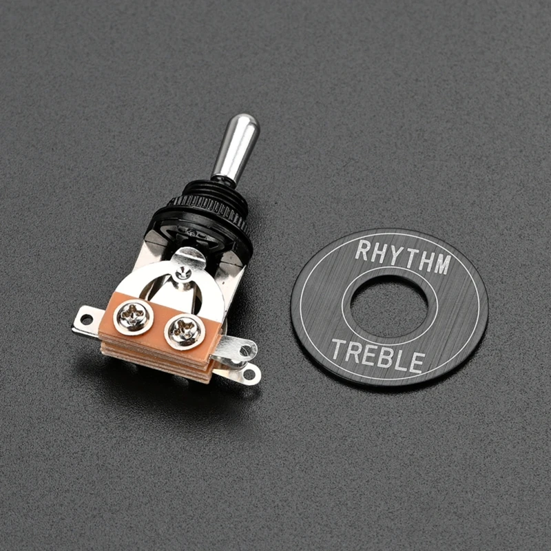 Guitar 3 Way Short-frame Toggle Switch Pickup Selector Washer-Ring Black Short Straight Black Knob-Black-Top Easy to Use 24BD