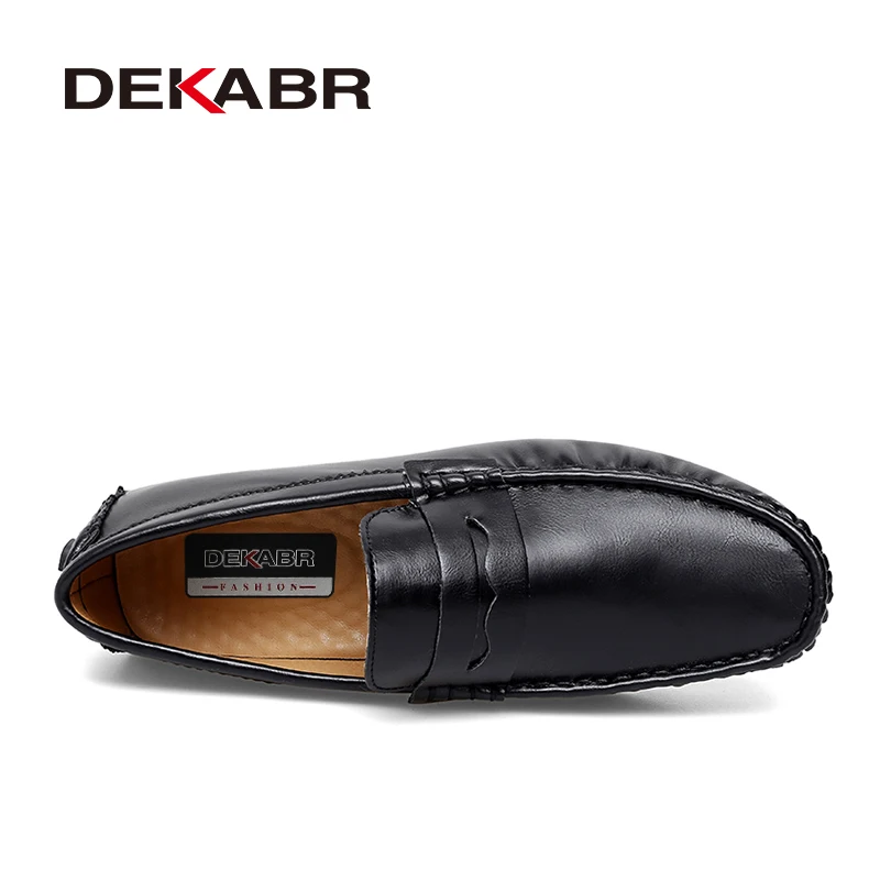 DEKABR Men Casual Shoes Slip-on Handmade High Quality Pu Leather Loafers Fashion Footwear Comfortable Breathable Driving Shoes