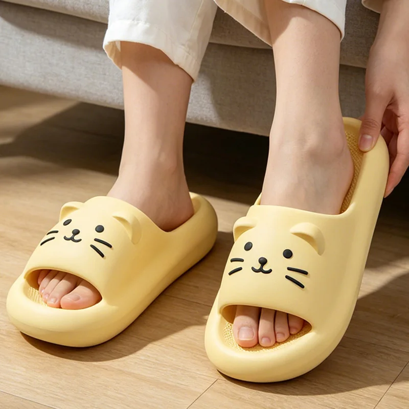 YNPO Parent Child Cartoon Cat Eva Slippers 2026 Summer Comfort Soft Sole Platform Slides Women Non Slip House Bathroom Slippers