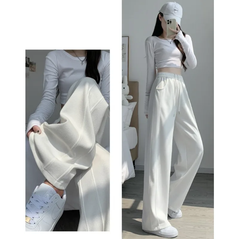 Women Long Pants Casual Wide Leg Elastic Waist Female Straight Trousers  New Spring Summer Sports Pants Loose Style Pants