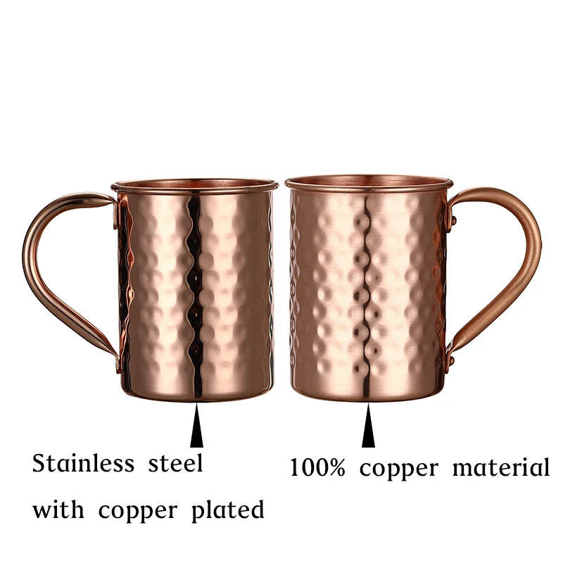 4PCS Copper Plated Barrel Hammered Moscow Mule Mug Coffee Cup Beer Cup Set of 4