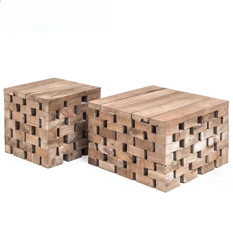 

coffee table, open-air waterproof solid wood coffee table, low stool, wabi-sabi wind B & B outdoor garden log edge table