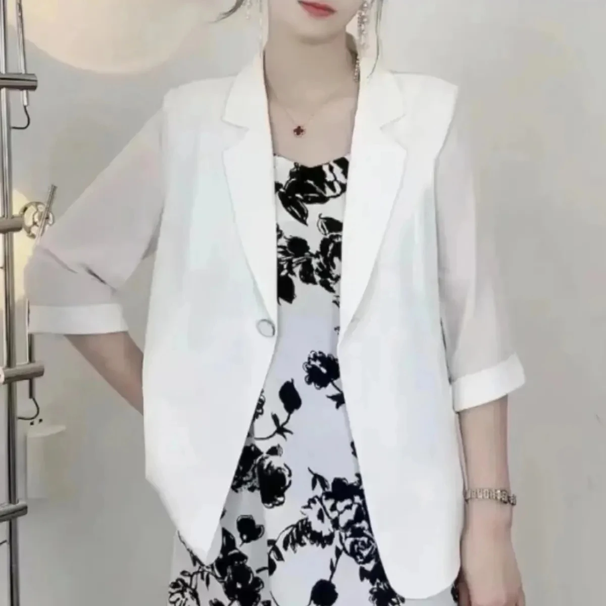 2026 Women's Summer Clothing Chiffon Suit Jacket Women's Sun Protection Mini Suit Women's Thin Slim Fit Suit Jackets