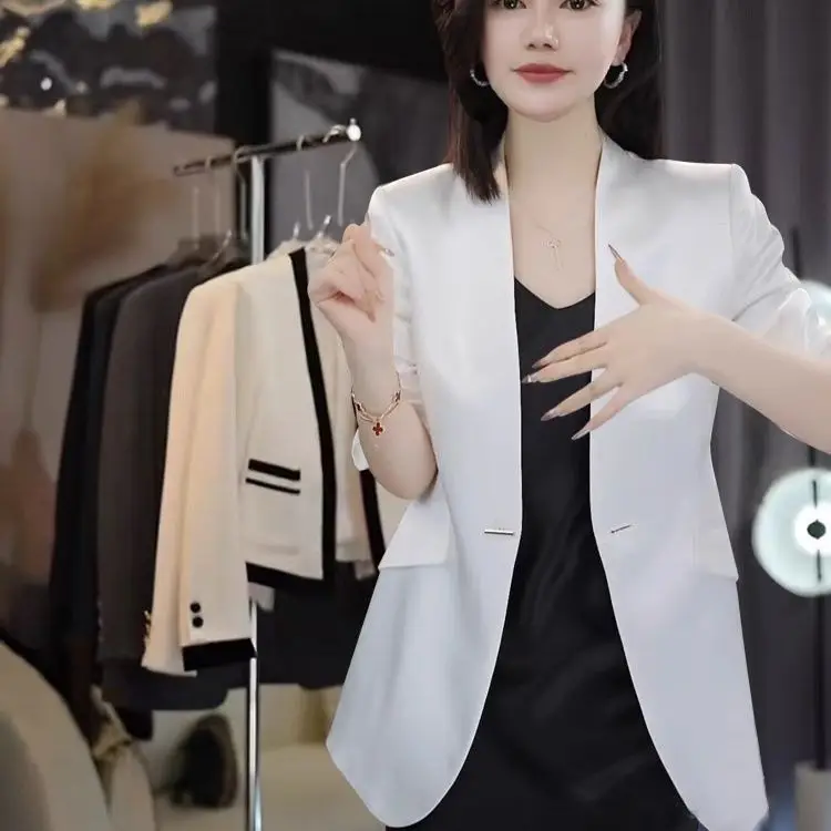 

Женский костюм Ele V-Ne: роскошный брендовый пиджак из ацетатного материала, новинка весна-лето, с длинными рукавами, повседневный, для офиса