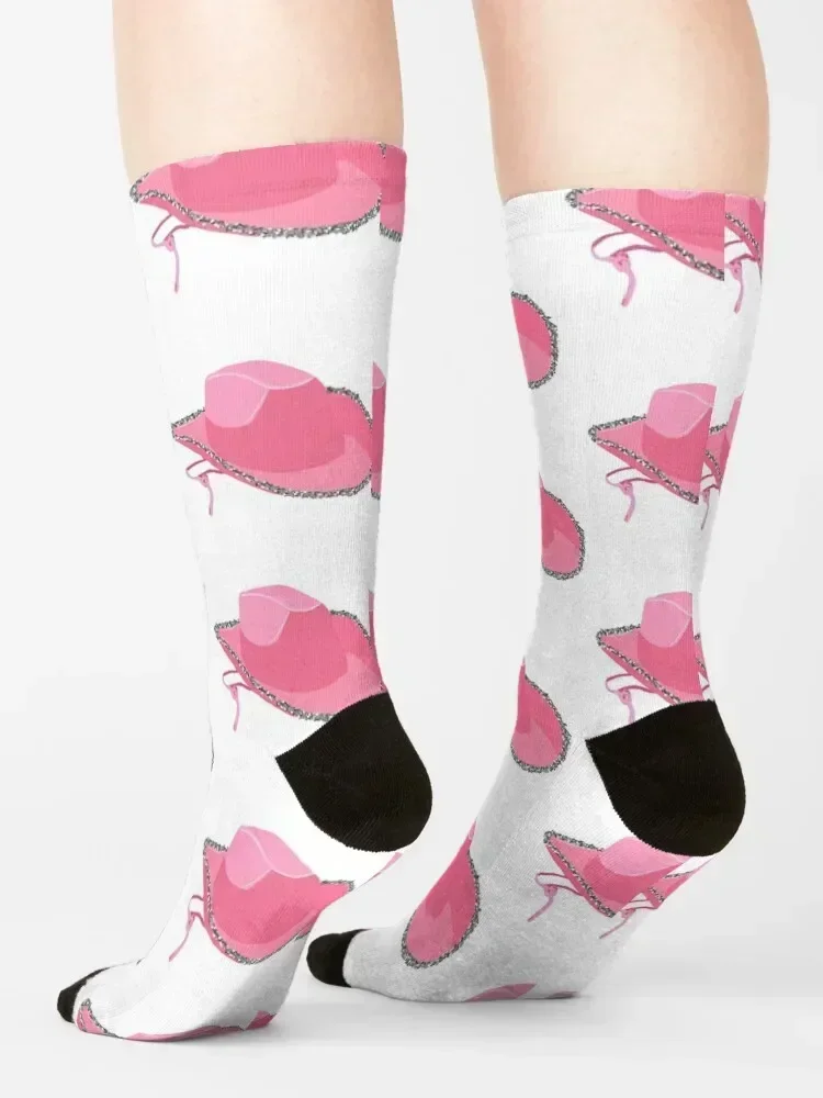 Pink Sparkle Cowboy Hat Socks luxury new in's cotton sports and leisure Mens Socks Women's
