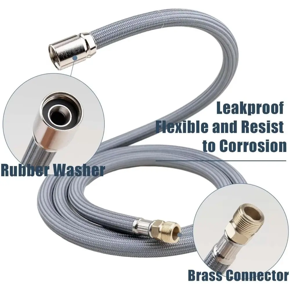 대야 풀 다운 샤워 호스, 주방 수도꼭지 호스 교체, 범용 나일론 싱크 분무기, 공급 라인 욕실, 150cm