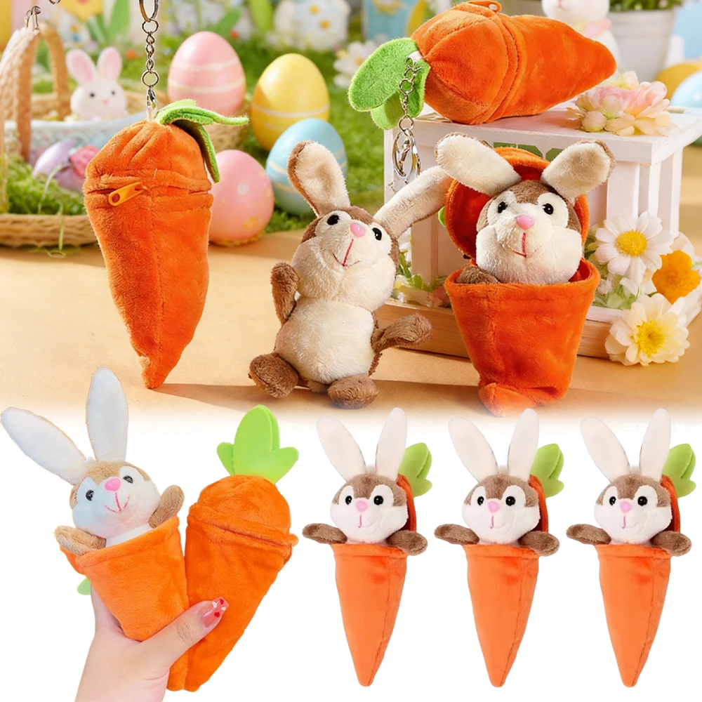 

Easter Bunny in Carrot Pouch Cute Stuffed Animal Toy for Easter Basket Stuffers & GiftsFunny Decor Crafts Travel Fidget Plush
