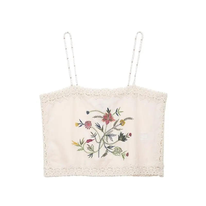 Nuevo Conjunto de Dos Piezas de Verano 2025 para Mujer: Top de Manga Corta con Cuello Redondo y Bordado de Flores y orts de...