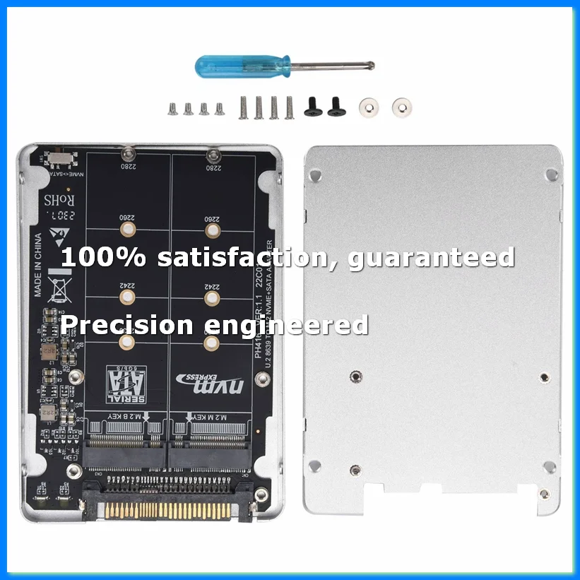 M.2 SSD to U.2 Adapter 2in1 M.2 NVMe and SATA-Bus NGFF SSD to PCI-E U.2 SFF-8639 Adapter PCIe M2 Converter,with Shell-A69M