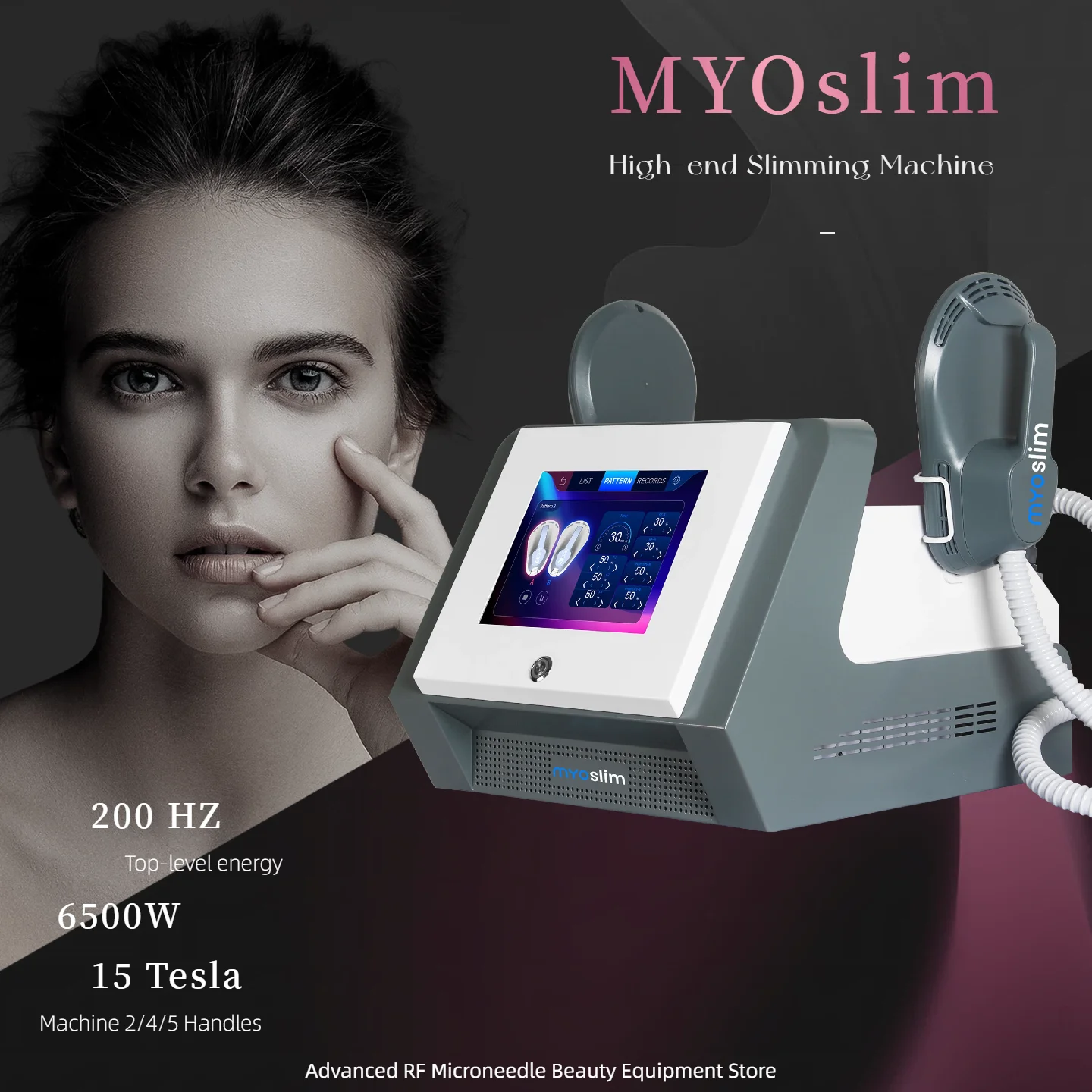 

RF Nova Myoslim EMS Electromagnetic Stimulate Sculpting Muscle Machine with Body Slimming Reduce Fat Build Muscles Machines.