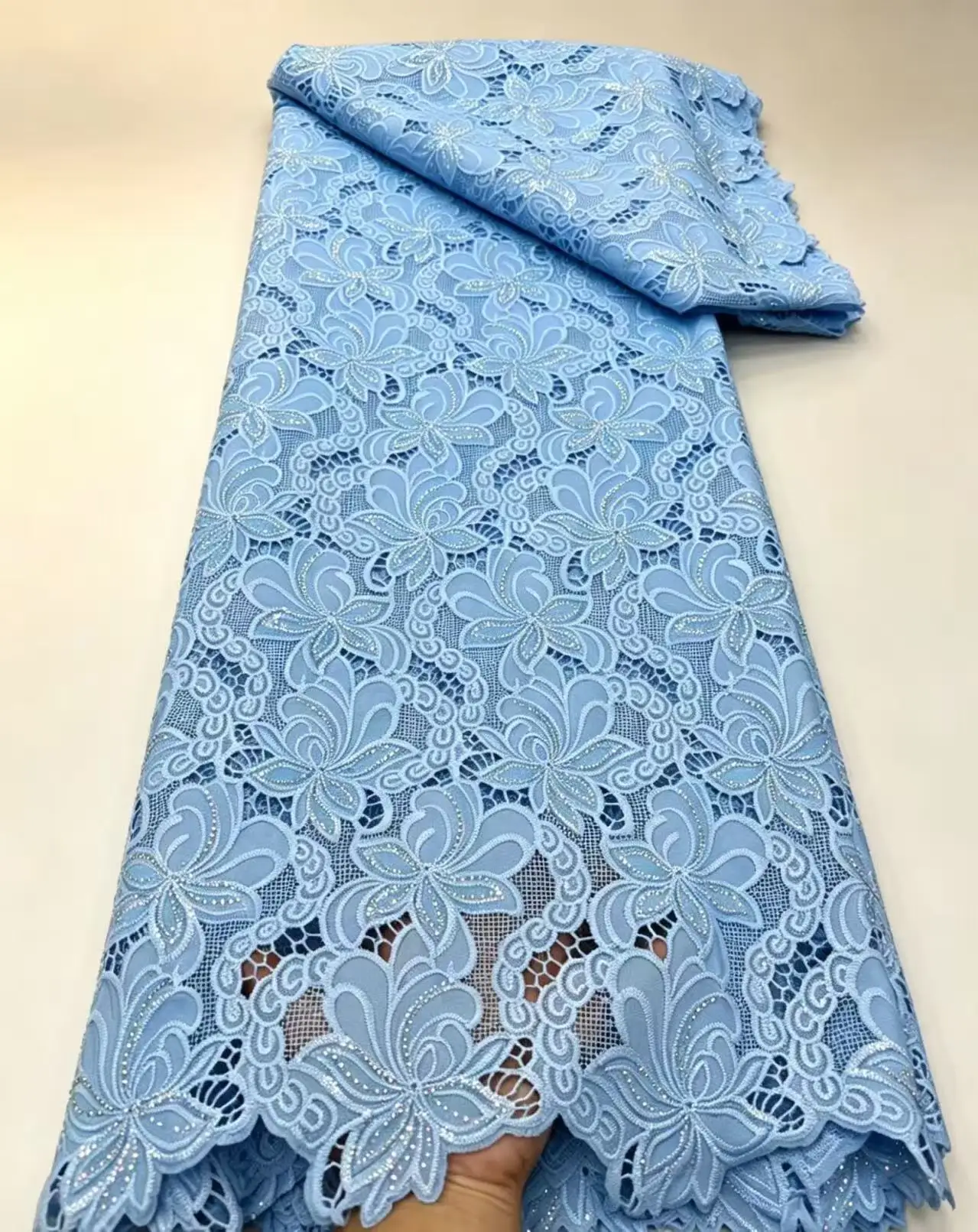 

Nigerian Guipure Cord Lace Fabric African Embroidery Fabric High Quality Dubai Fabric Elegant Women Party Sewing Women Asoebi
