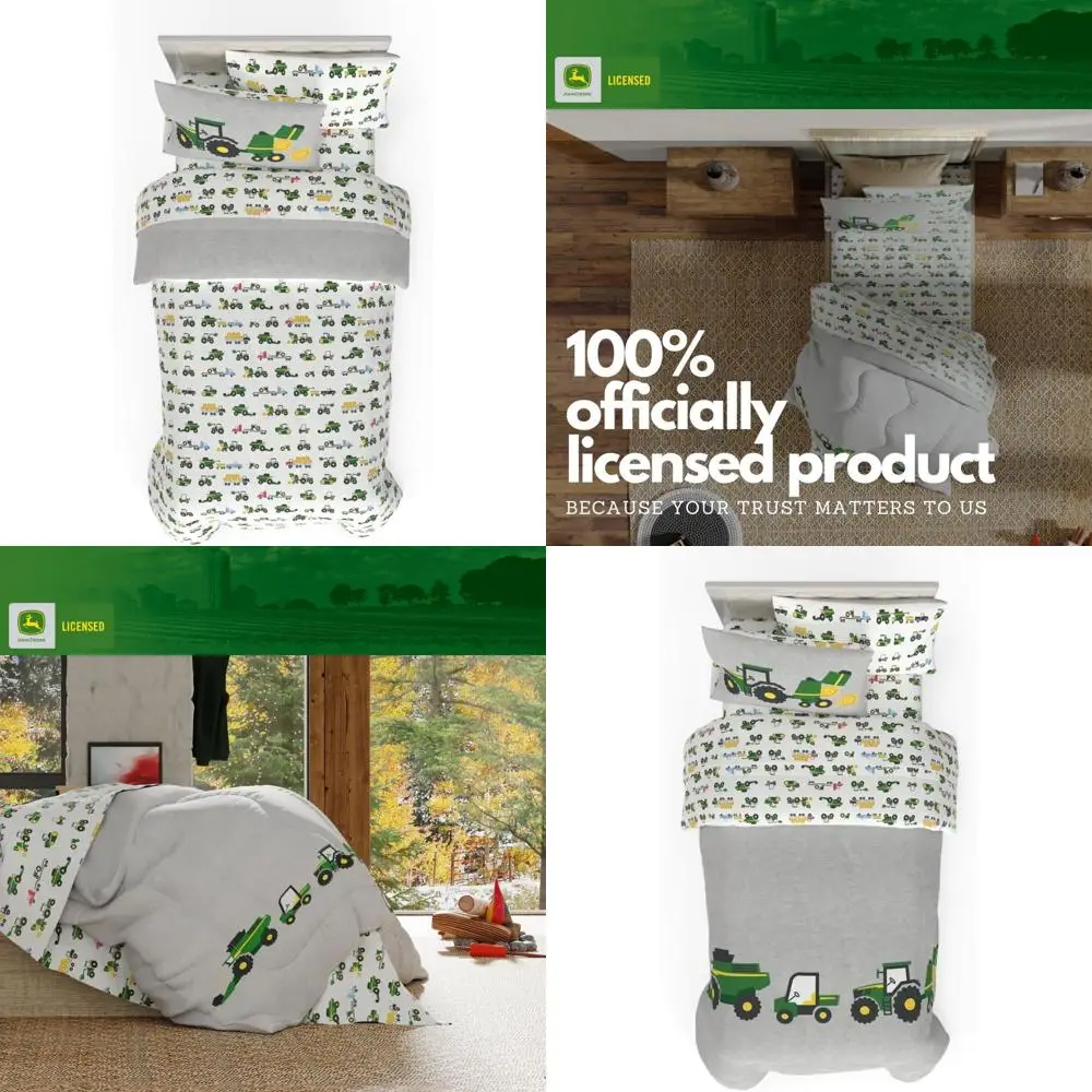 

Super Soft Reversible Twin Comforter and Sheet Set, 4-Piece Kids Farm Theme Bedding