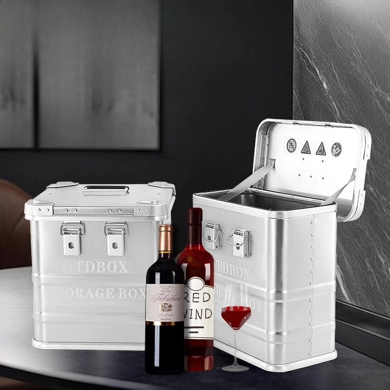 

Lockable Premium Storage Box, 6-Bottle Case, Aluminum Holder, Portable Gift Box, Packaging
