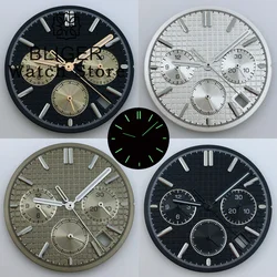 BLIGER VK63 Date window Dial 31.5mm Black White Blue Green Gray Dial With Hands Green Luminous Fit VK63 VK64 Movement